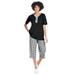 Plus Size Women's 2-Piece Tunic Capri Set by Woman Within in Black Mini Gingham (Size L)