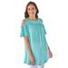 Plus Size Women's Eyelet Cold-Shoulder Tunic by Woman Within in Azure (Size M)