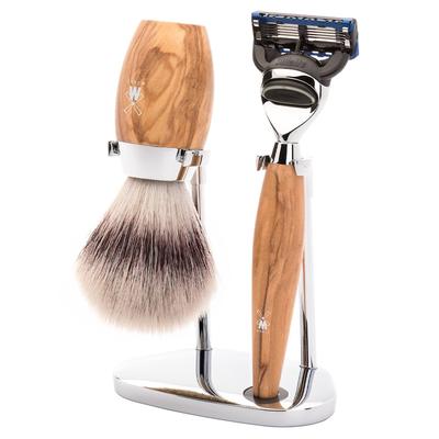 Mühle KOSMO 3-teiliges Rasierset, Silvertip Fibre®, mit Gillette® Fusion™ Griffmaterial Olivenholz Herren Image