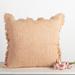 Dakota Fields Pale Rose Fringed Cotton Slub Cushion Cover Cotton Blend in White/Brown | 18 H x 18 W x 1 D in | Wayfair