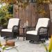 Red Barrel Studio® Shawen Swivel Outdoor Rocking Chair w/ Cushions in Black/Brown | 35.4 H x 32.3 W x 32.3 D in | Wayfair