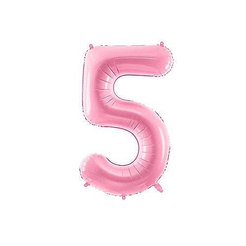 Befüllter Heliumballon Fertiger Geburtstagsballon Zahl 5 rosa