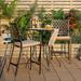 Costway 3 PCS Patio Bar Stool Square Table Bistro Set Cushioned Chairs - See Details