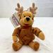 Disney Toys | Disney Store Mini Bean Bag Reindeer Winnie The Pooh 8" Plush Stuffed Toy | Color: Brown | Size: Small (6-14 In)