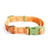 Orange Floral Print Quilted Dog Collar, Small