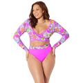 Plus Size Women's Wrap Front Bikini Top by Swimsuits For All in Bright Floral (Size 10)