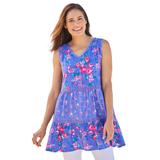 Plus Size Women's Tiered Tank by Woman Within in Tulip Purple Rose Floral (Size 4X)