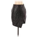 Boohoo Faux Leather Pencil Skirt Knee Length: Black Solid Bottoms - Women's Size 4