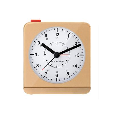 "Marathon Watch Analog Desk Alarm Clock w/Auto-Night Light Gold CL030053-GD-WH-NA"