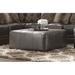 Lark Manor™ Andrienne 51" Wide Leather Match Square Cocktail Ottoman Leather Match in Gray/Brown | 18 H x 51 W x 51 D in | Wayfair