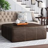 Lark Manor™ Andrienne 51" Wide Leather Match Square Cocktail Ottoman Leather Match in Brown | 18 H x 51 W x 51 D in | Wayfair