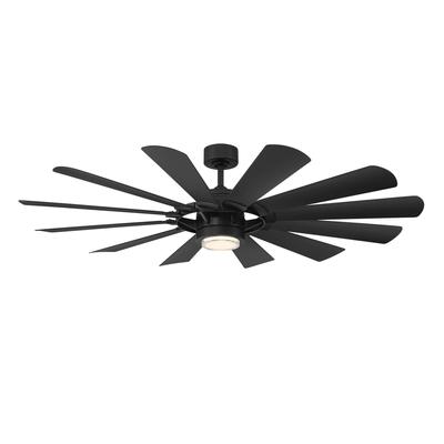 Modern Forms Wynd Mill Outdoor Rated 65 Inch Ceiling Fan with Light Kit - FR-W2201-65L-MB