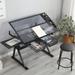 Modern Design Black Adjustable Tempered Glass Drafting Printing Table Desk Craft Desk with Chair & 4 Anti-Vibration Feet