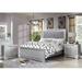 Seleena Glam Silver Wood 3-Piece Tufted Panel Bed and Nightstands Set with USB Port by Furniture of America