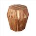 21.5 Inch Faceted Handcrafted Mango Wood Side End Table with Octagonal Top, Natural Brown - 21.5 H x 16 W x 16 L Inches