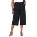 Plus Size Women's Wide-Leg Crop Crepe Pants by Jessica London in Black (Size 2X)