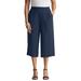 Plus Size Women's Wide-Leg Crop Crepe Pants by Jessica London in Navy (Size 2X)