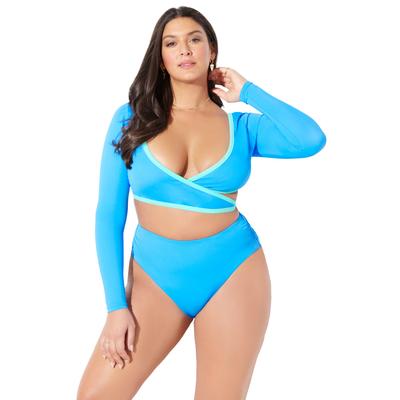 Plus Size Women's Wrap Front Bikini Top by Swimsuits For All in Ocean Miami (Size 12)