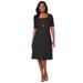 Plus Size Women's Stretch Cotton Square Neck Midi Dress by Jessica London in Black (Size 14/16)