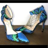 Jessica Simpson Shoes | Jessica Simpson Combo Buckle Heels | Color: Blue/Green | Size: 6.5