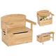 COSTWAY Wooden Toy Box, 3-in-1 Convertible Kids Bench/Desk Chair Set/Storage Chest with Lid, Multifunctional Children's Organizer Cabinet for Playroom Bedroom (Nature)