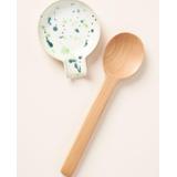 Anthropologie Kitchen | Anthropologie Clea Speckled Spoon Rest & Wooden Spoon | Color: Green/White | Size: Os