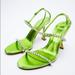 Zara Shoes | Metallic Heeled Green Sandals | Color: Green | Size: 9