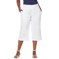 Plus Size Women's Wide-Leg Crop Chambray Pants by Jessica London in White (Size 20 W)