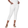 Plus Size Women's Comfort Waist Stretch Denim Lace-Up Capri by Jessica London in White (Size 12 W)