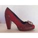 Anthropologie Shoes | Anthropologie Due Farina Red Suede & Patent Heels | Color: Red | Size: 9