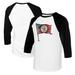 Women's Tiny Turnip White/Black Colorado Rockies Baseball Flag Raglan 3/4 Sleeve T-Shirt