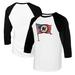 Women's Tiny Turnip White/Black Miami Marlins Baseball Flag Raglan 3/4 Sleeve T-Shirt