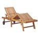 VidaXL Sun Lounger w/ Cushion Solid Teak Wood Wood/Metal/Solid Wood in Brown/Gray/White | 23.4 W x 76.8 D in | Outdoor Furniture | Wayfair 3063011