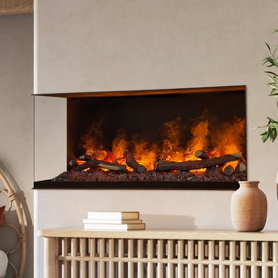 muenkel design wall fire electronic PRO FR 1100 [Opti-myst Elektrokamineinsatz Wandeinbau]: Glasscheibe rechts - mit Dekoholz - Mit Heizung - Wasserleitung