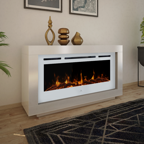 Noble Flame OHIO [Design Standkamin mit Elektrofeuer]: Weiß