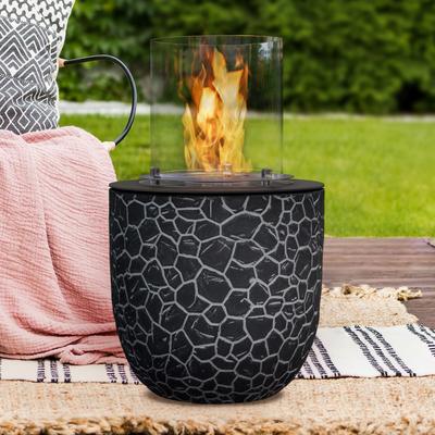 muenkel design Vagos [Ethanol Feuerstelle für den Innen- und Außenbereich]: Mosaik schwarz-grau - ohne Schutzhülle