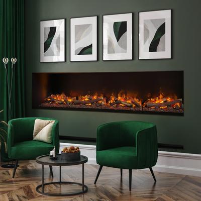 muenkel design wall fire electronic PRO [Opti-myst Elektrokamineinsatz Wandeinbau]: 2200 mm - mit Dekoholz - 2.000 Watt Heizleistung - Wasserleitung