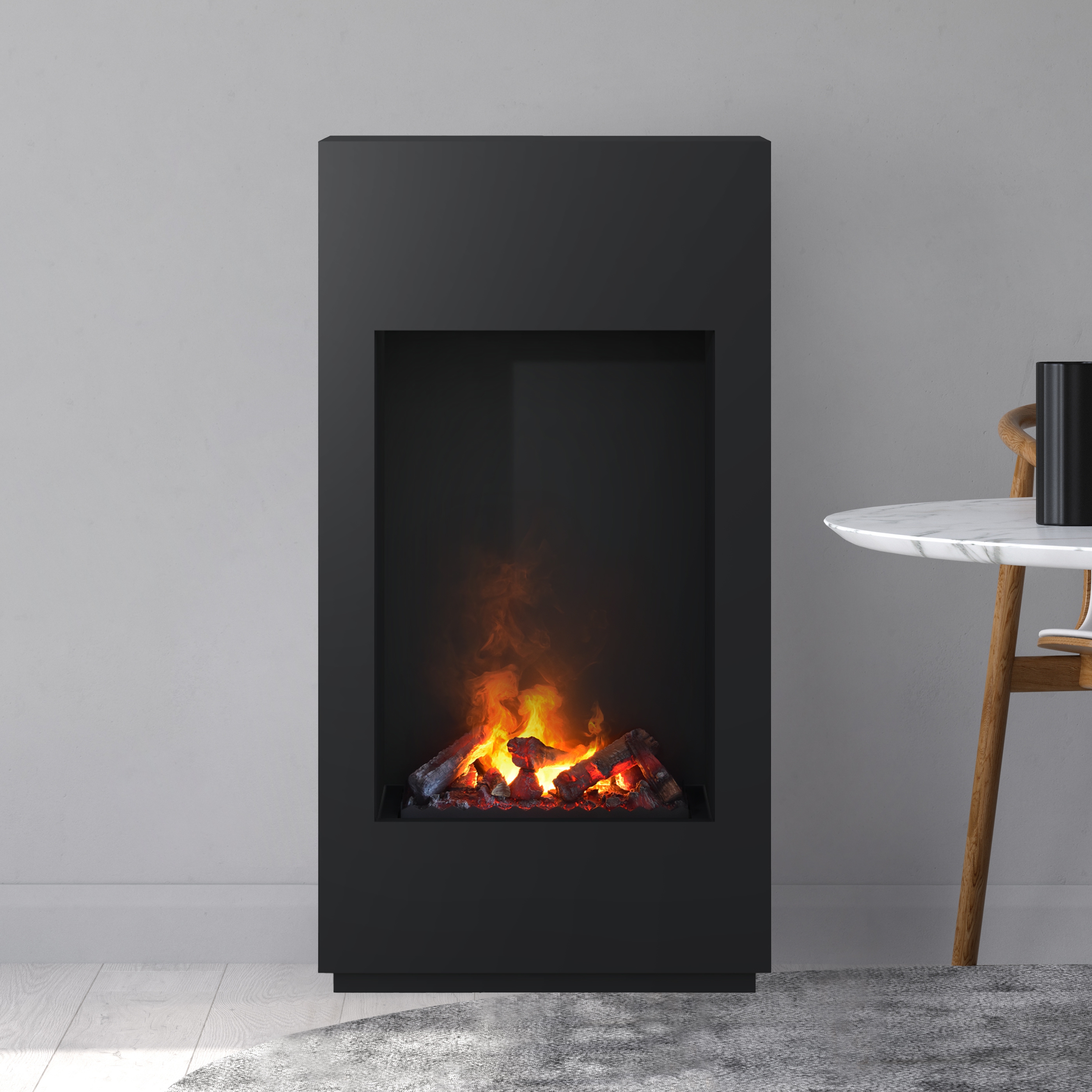 Noble Flame FOGO [Elektrokamin Opti-myst]: Schwarz, pulverbeschichtet - Schwarz-grau