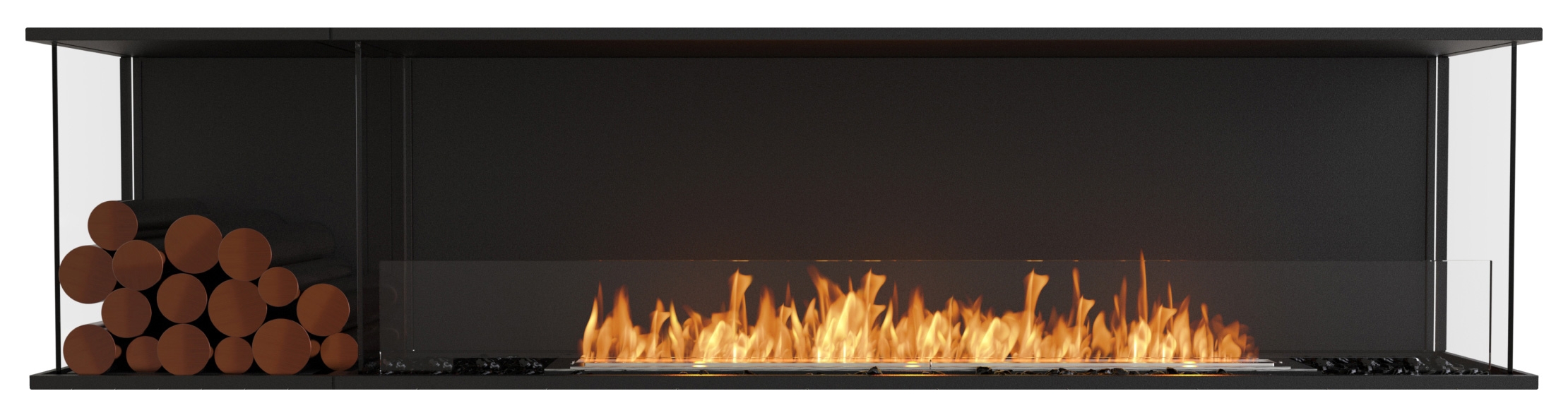 EcoSmart Flex - Dreiseitig offen [Ethanol Einbau Gehäuse]: Flex86 - Holzbox linksseitig