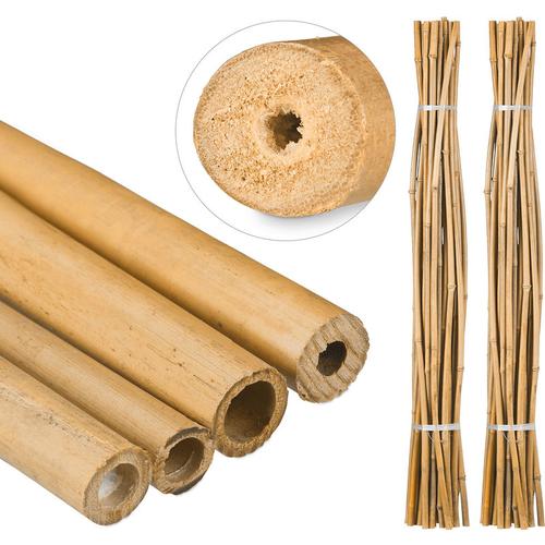 Relaxdays - 50 x Bambusstäbe 150cm, aus natürlichem Bambus, Bambusstangen als Rankhilfe oder Deko,