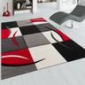 Designer Teppich mit Konturenschnitt Karo Muster Rot Schwarz 60x110 cm - Paco Home