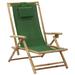 vidaXL Reclining Relaxing Chair Green Bamboo and Fabric - 25.2" x 35" x (28"-37")