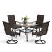 PHI VILLA Wood-Look Square Table & 4 Rattan Swivel Chairs 5-Piece Outdoor Dining Set