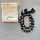 J. Crew Jewelry | J Crew Black And Gold Beaded Statement Necklace & Pouch | Color: Black/Gold | Size: Os