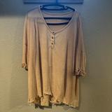 American Eagle Outfitters Tops | Beige American Eagle Flowy Henley | Color: Cream/Tan | Size: L