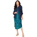 Plus Size Women's Three-Quarter Sleeve Jacket Dress Set with Button Front by Roaman's in Navy Swirly Paisley (Size 18 W)