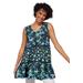 Plus Size Women's Tiered Tank by Woman Within in Navy Rose Floral (Size M)