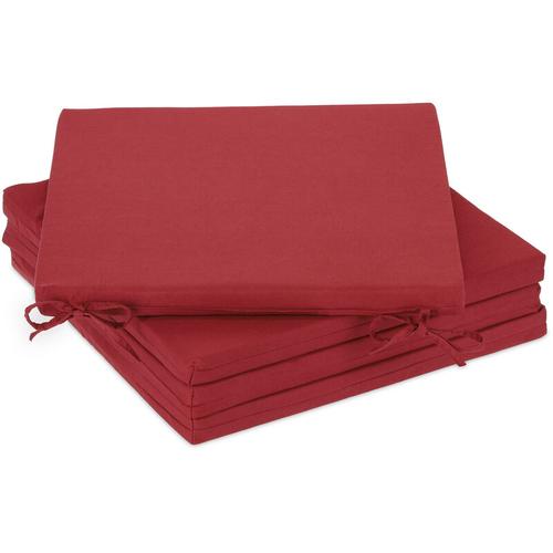 Relaxdays Stuhlkissen 4er Set, Sitzkissen mit Schleifenbändern, indoor und outdoor, 40 x 40 cm,