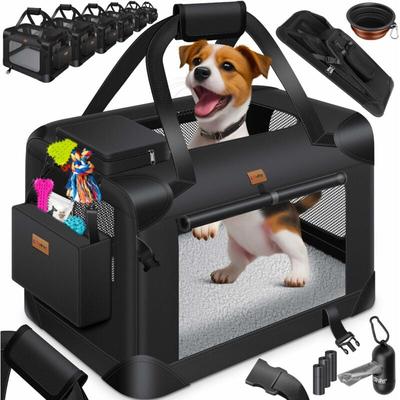 Hundebox Hundetransportbox faltbar Inkl.Hundenapf Transporttasche Hundetasche Transportbox für Image