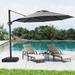 11 Ft Aluminum Round Patio Cantilever Offset Umbrella with Cross Base